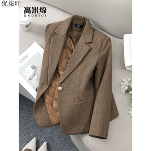 羊毛西装外套女加棉加厚冬季2025新款短款小个子休闲西服毛呢外套