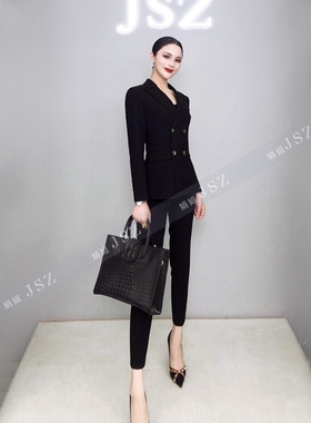 西装外套高级感OL气质通勤工装秋冬职场正装工作服黑色职业套装女