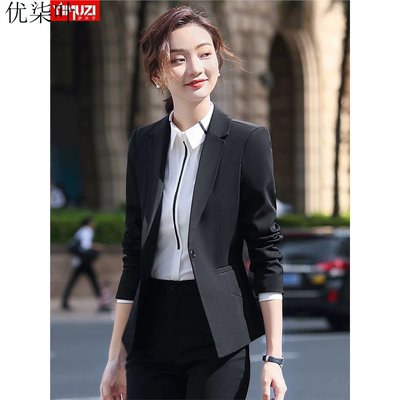 黑色西装套装女春秋气质工作服高端酒店经理面试正装职业西服外套
