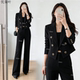 双排纯色新款 短款 套裤 西装 百搭显小个子西服 气质外套女套装