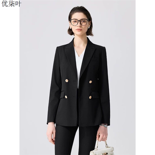黑色西装外套女高级感职业装教资面试穿搭轻职场正装女套装大学生