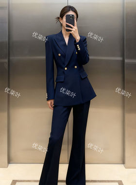 优柒叶职业西装套装女秋冬新款高级感大学生面试正装女士西服外套