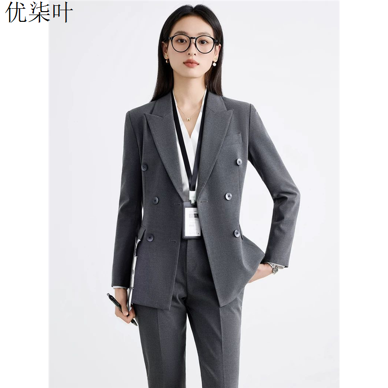灰色西装套装女2025秋季新款商务高级感气质时尚职业正装西服外套