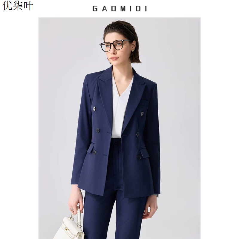 藏青色西装外套女士小个子职业装面试正装高级感通勤商务西服套装