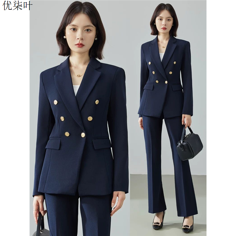 藏蓝色西装套装女高级感轻职场职业装大学生面试正装女士西服外套