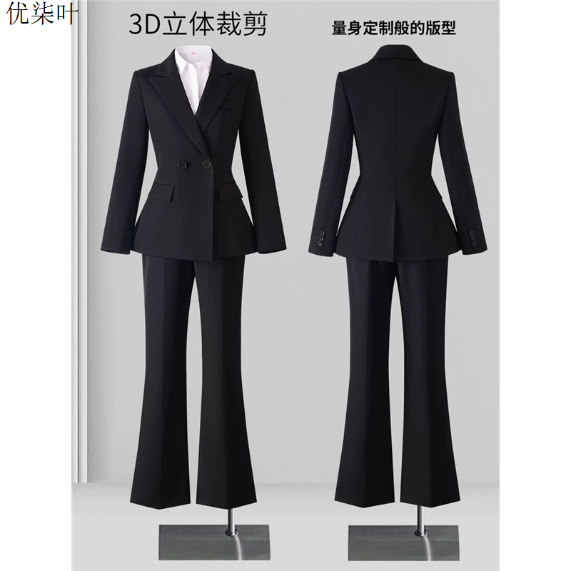黑色西装套装女职业正装大学生面试通勤小个子气质西服外套工作服