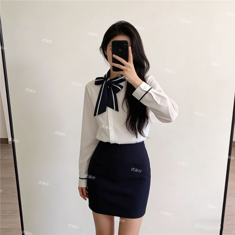 空姐职业套装长袖衬衣套裙美容师工作服女高端美容院空乘制服夏季