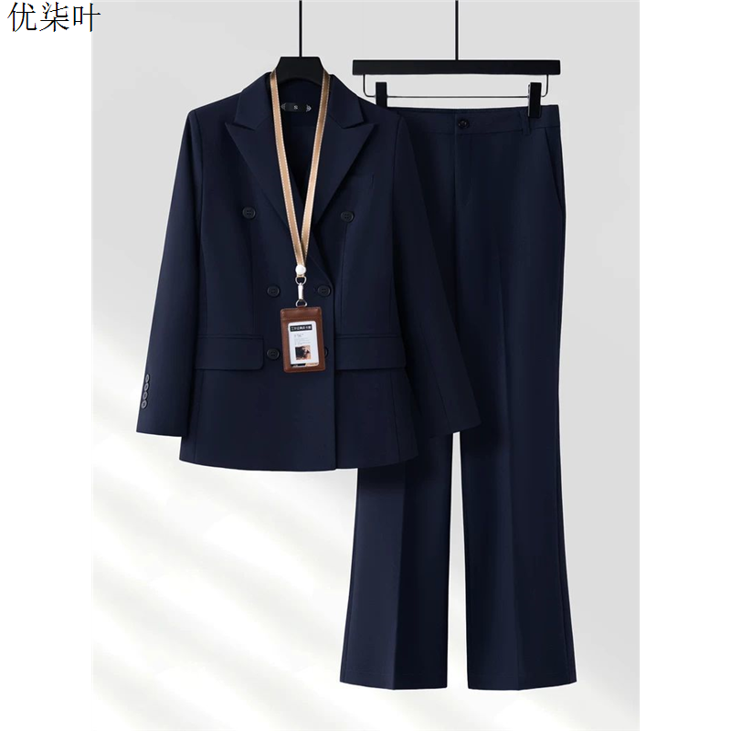 藏青色西装套装女士秋季高级感面试正装职业气质西服外套工作服