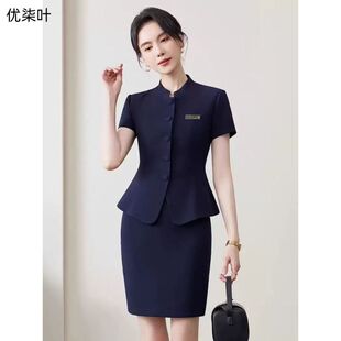 时尚 夏季 女职业工装 套装 气质酒店前台珠宝店接待美容院工作服 短袖