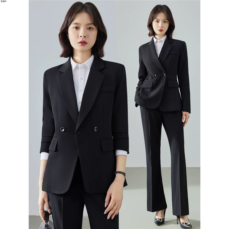 黑色职业西装套装女春秋2025新款女士面试正装高级感通勤西服外套