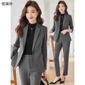 高级感轻职场通勤面试正装 灰色西装 春秋季 女2026新款 职业西服 套装