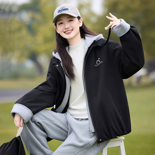 初中学生棉衣外套春装少女中长款冬装大童加厚棉袄高中青少年棉服