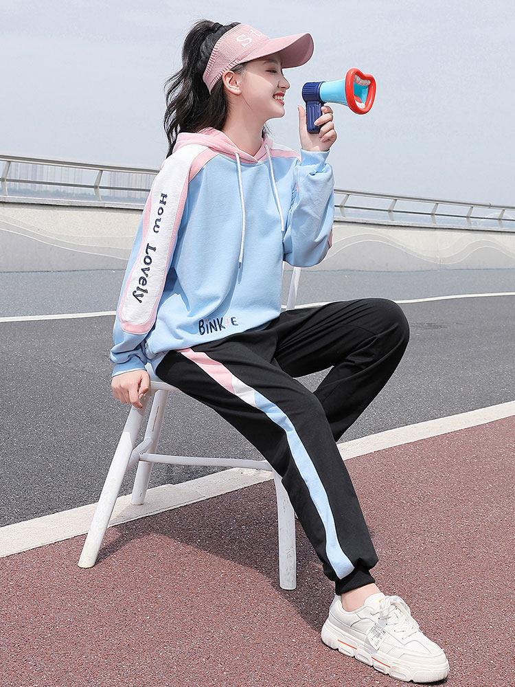 중학생 봄 가을 스포츠 및 레저 정장 고등학생 중학생 및 소녀 2023 새로운 느슨한 한국식 스웨트 셔츠
