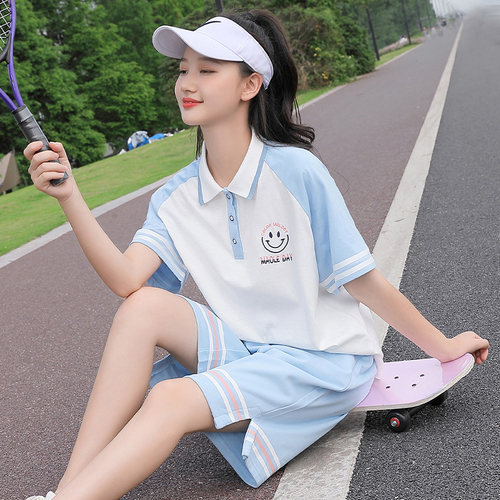 休闲运动套装宽松短裤跑步两件套