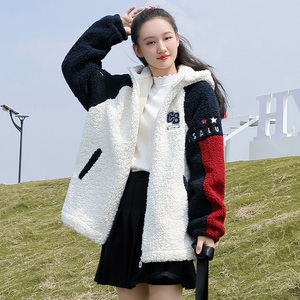 高中生羊羔毛绒外套2023秋冬款棉衣初中学生少女棉服加厚宽松上衣