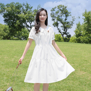 中学生连衣裙蛋糕裙初中生少女裙子2026年新款夏装娃娃领高档长裙