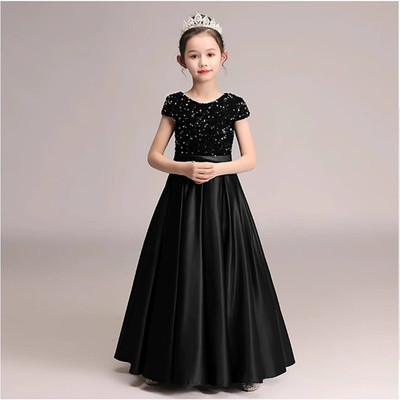 藏青黑色亮片乐团合唱演出服长裙