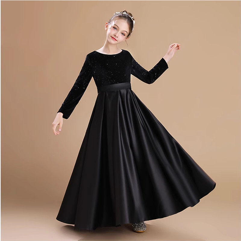 女童黑色长袖洒金丝绒大儿童礼服管弦乐团合唱冬季学校演出公主裙,童装/婴儿装/亲子装,儿童礼服,淘宝优惠券,粉丝福利购,淘宝优惠卷