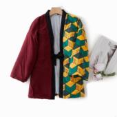 日系卡通动漫印花加厚夹棉半缠宽松系绳开襟和风家居睡衣上装 包邮