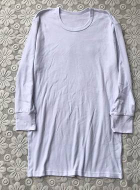 日单圆领套头九分袖家居T恤纯棉春秋基础纯色打底修身有弹力4012