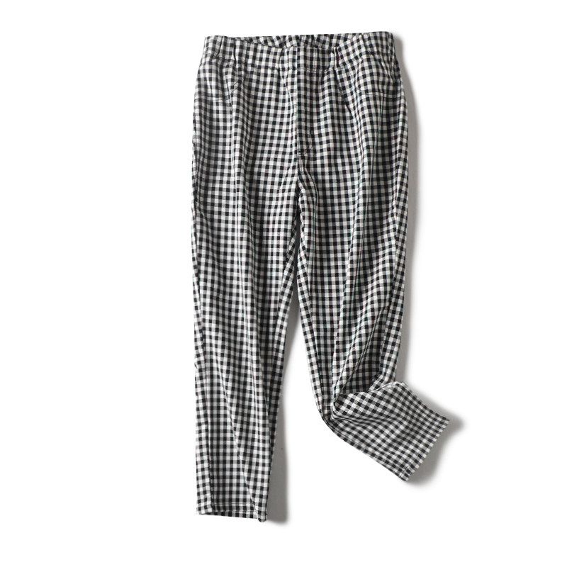 外贸日单百搭小格子松紧腰有抽绳七分裤女裤休闲裤子夏季薄款微弹|msdalam kategori Butik wanita / wanita, seluar, seluar santai - dari Buy2taobao.com untuk memberikan perkhidmatan ejen Taobao profesional membeli