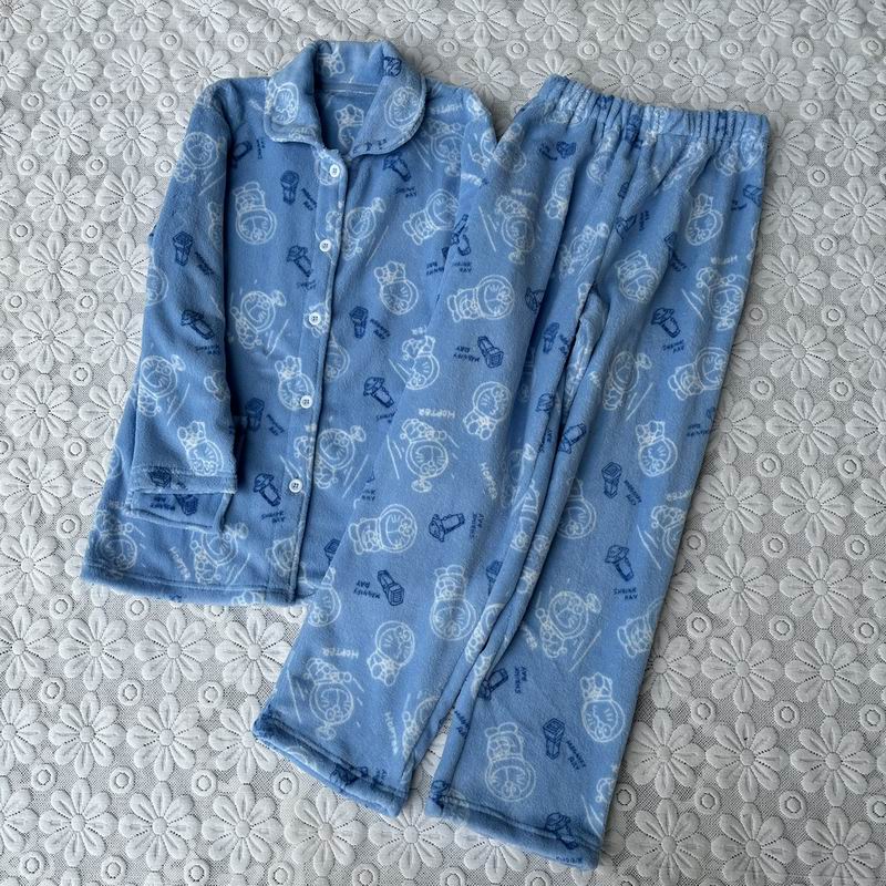 小翻领前扣长袖长裤珊瑚绒家居服