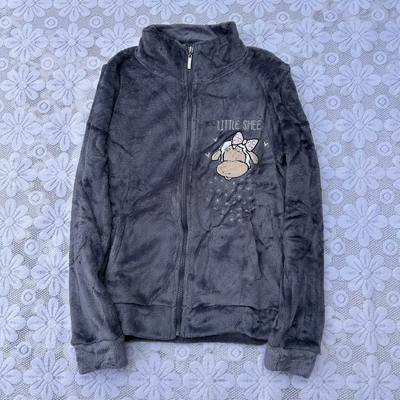 立领拉链法兰绒家居服上衣可外穿