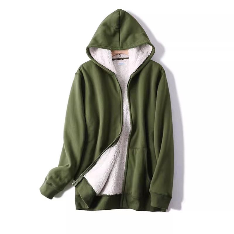 包邮连帽拉链里子仿羊羔绒加厚运动长袖家居服上衣男冬休闲可外穿