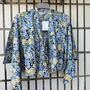 包邮 薄款 夏季 家居服上衣3141 纯棉甜美小碎花日式 和风系带少女短款