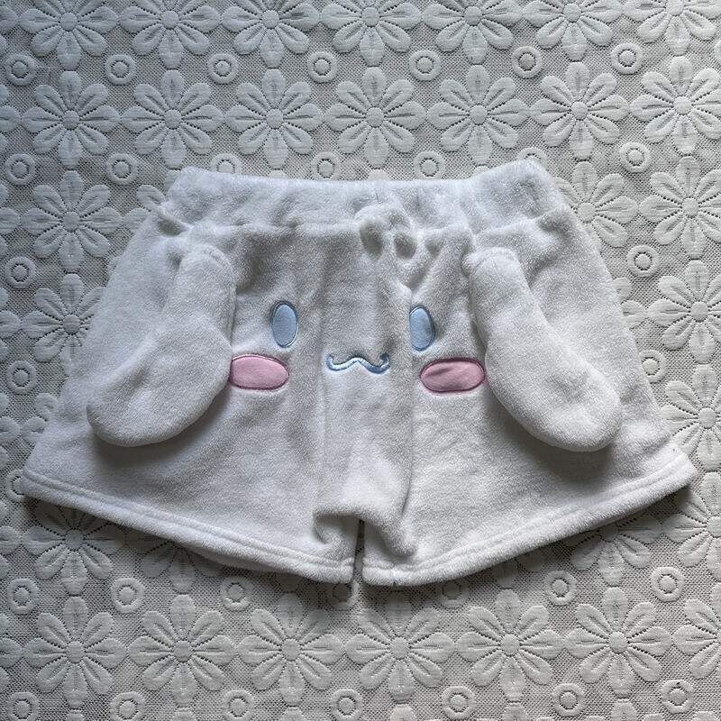 包邮松紧腰有抽绳卡通绣花珊瑚绒家居裤短裤宽松休闲女款秋季8965