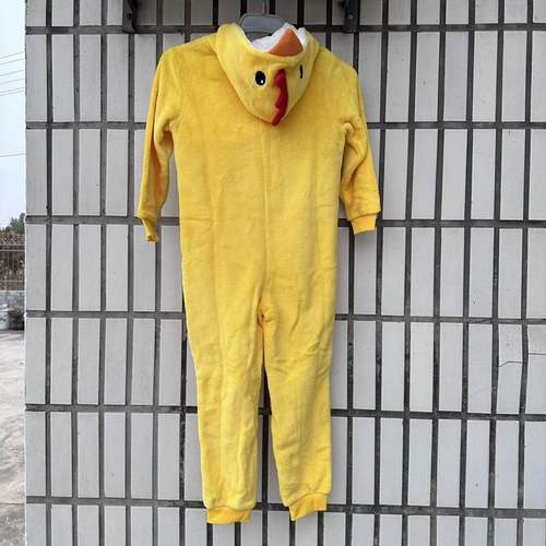 包邮卡通连帽前拉链长袖长裤家居服睡衣珊瑚绒连体衣女款秋冬亲子