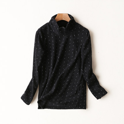 包邮秋季好搭摇粒绒双面绒打底衫女堆堆领温暖长袖T恤多色有弹力