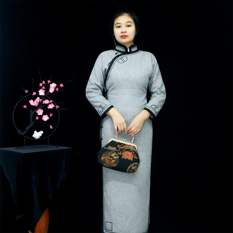 无省后插肩素颜淑缘复古日常旗袍