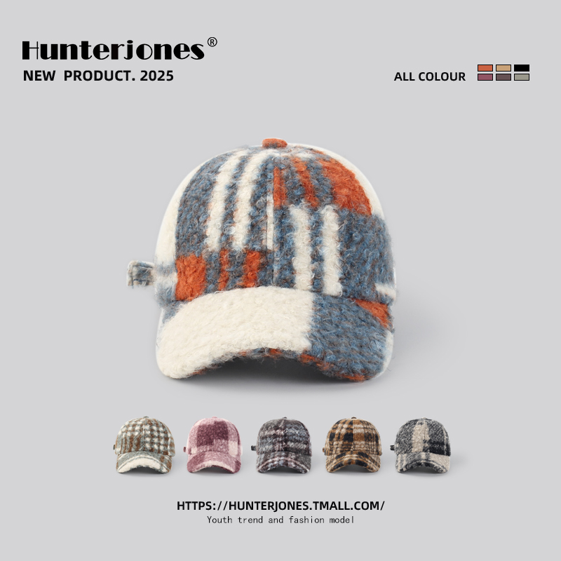 日系时尚拼色羊羔毛棒球帽子女秋冬加厚保暖毛绒鸭舌帽潮牌遮阳帽