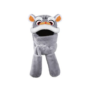 国潮新年礼物醒狮帽子围巾一体手套围脖连帽女可爱保暖三件套冬季