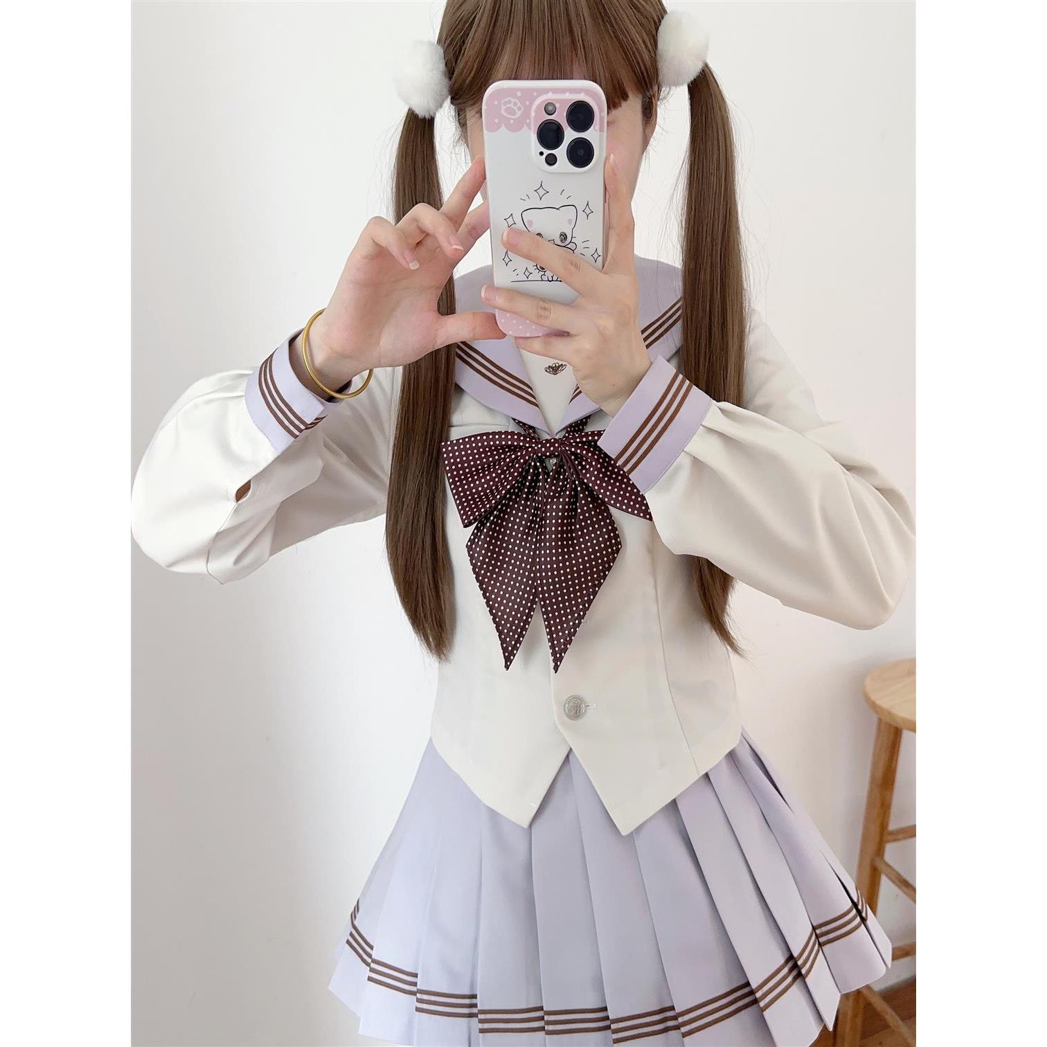 【萌兔奶糖少女社】原创芋泥啵啵 浅紫水手服日系学院风JK制服