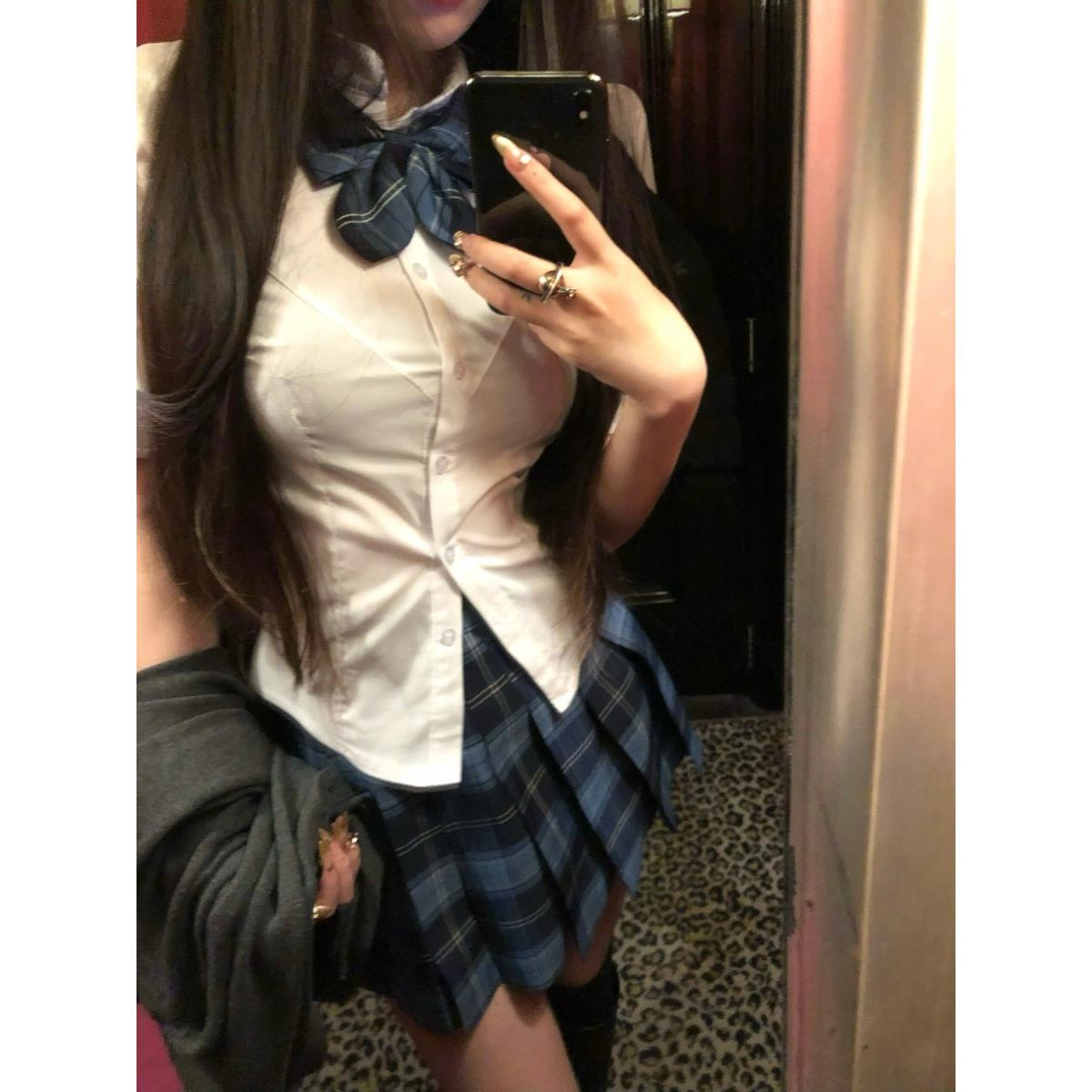 jk制服套装纯欲风原创正版收腰衬衫女辣妹39cm短裙学院风百褶格裙