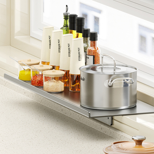 304不锈钢窗台延伸板免打孔厨房收纳隔板置物架台面加宽延长神器