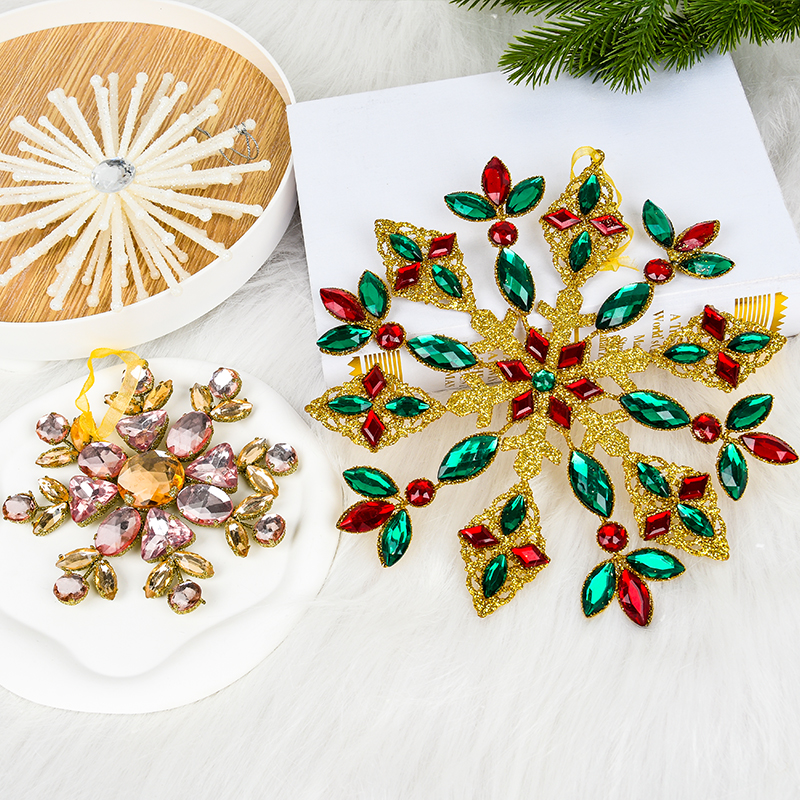 耶诞装饰品铁艺压克力雪q花吊饰商场橱窗耶诞树场景布置雪花片挂