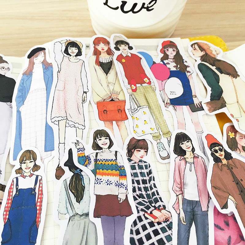 青春少女人物手帐本贴纸素材包 套装女孩N清新相册日记装饰可爱