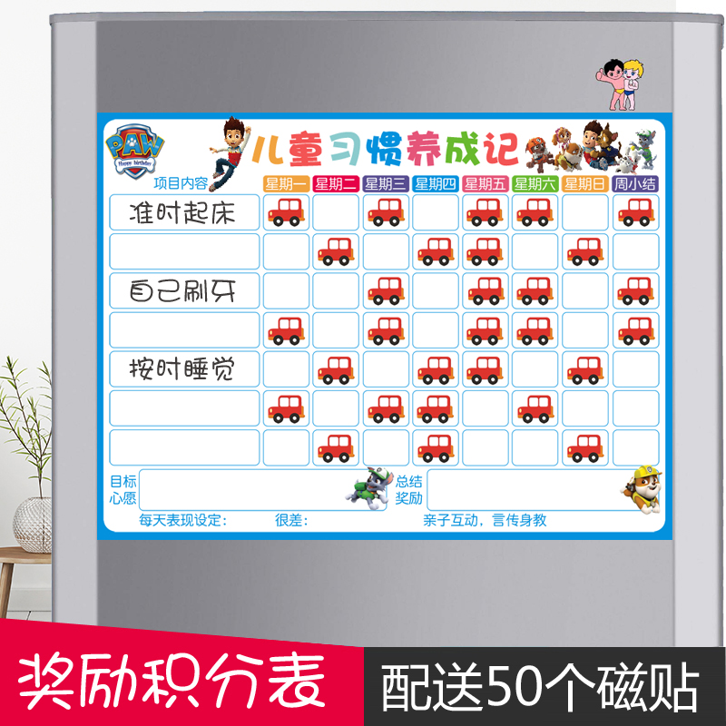 儿童成长习惯e表冰箱磁贴教学奖励磁贴小学生行为磁性贴自律表贴