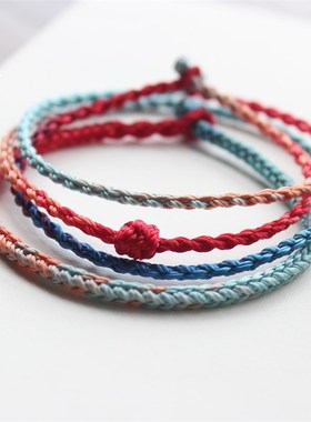 鸿运当头手工编制红绳手链t五彩绳纯手工编绳男女儿童手链手镯定