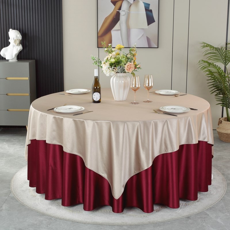 酒店桌布圆桌宴会定制饭店w圆桌台布餐厅圆形纯色会议桌布中式