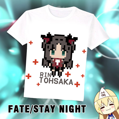 尚萌 fate stay night远坂凛尼禄像素T恤 动漫周边二次元短袖衣服
