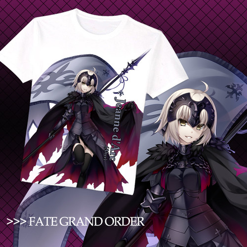 Fate Grand Order黑贞德FGO二次元卡通周边动漫短袖白色T恤衫痛T