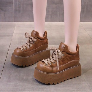 9cm内增高女鞋 厚底松糕小个子乐福鞋 2025新款 冬季 爆款 加绒勃肯鞋