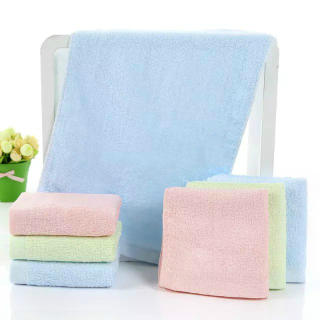 条装竹纤维素色幼儿园柔软小毛巾