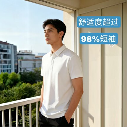 旗舰级男士翻领短袖120支莫代尔POLO马球衫T恤高尔夫日常白色商务