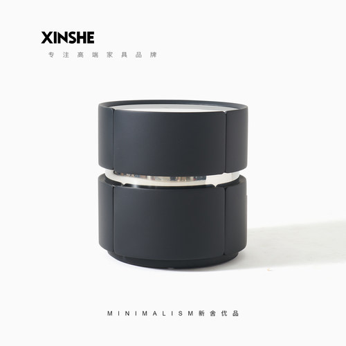 意式极简床头柜轻奢圆形设计师款