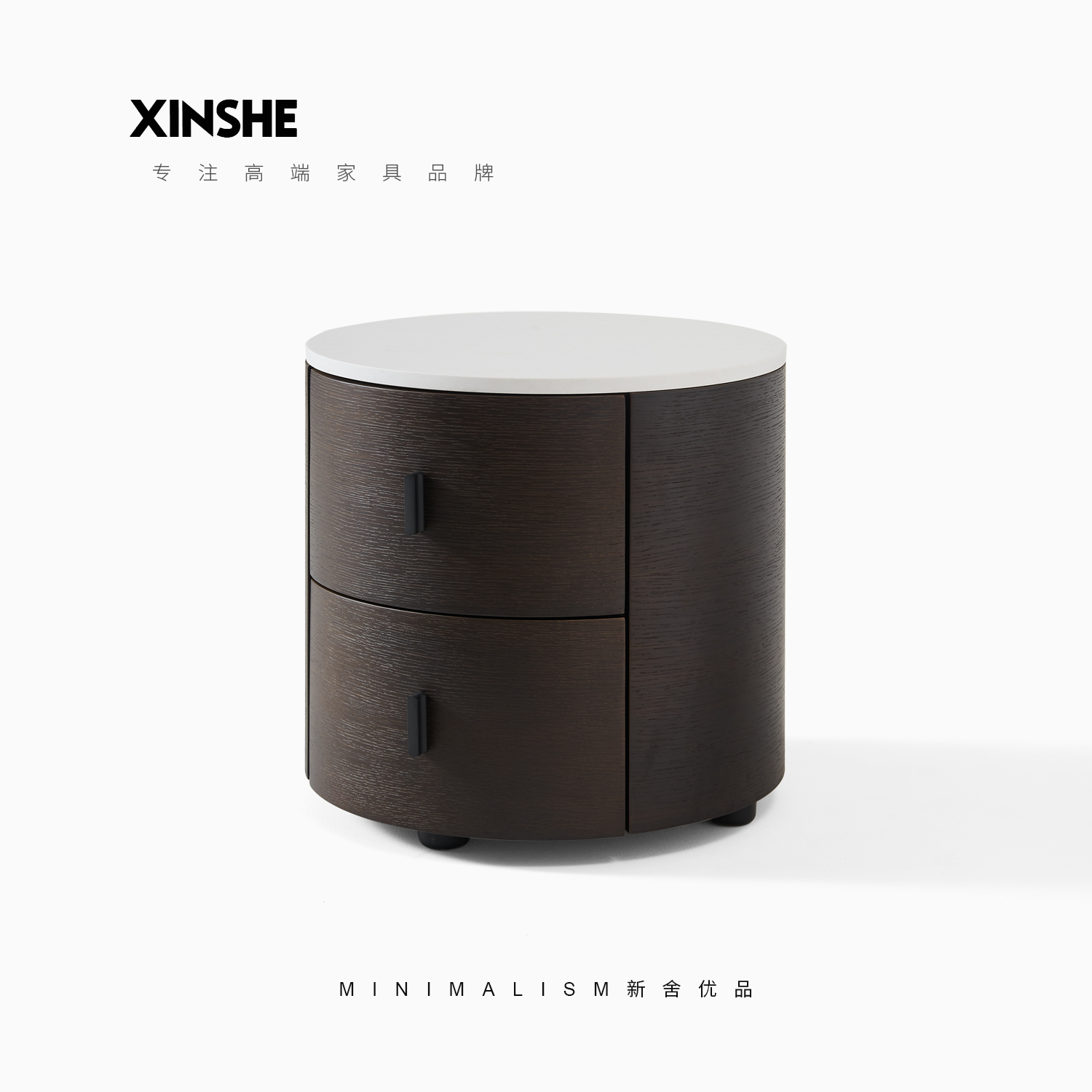 意式极简床头柜圆形大理石设计师